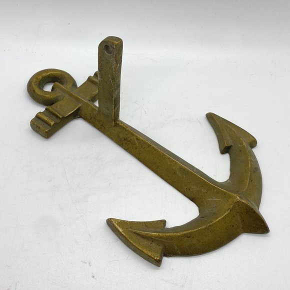 Vintage NAUTICAL SOLID BRASS Anchor Wall Hook